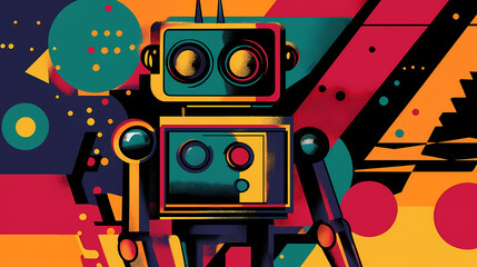 Obraz premium colorful pop art robot