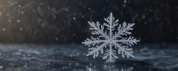 Delicate snowflake gently falls on a velvet surface, snowflake,  powder