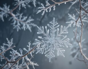 Delicate Snowflake Pattern with Icy Vines and Twigs,  pattern,  design