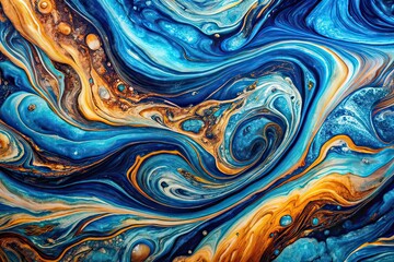 Abstract Marble Ink Background - Colorful Blue Aerial Photography