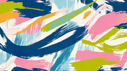 Obraz premium A bold and modern abstract design with brush strokes of electric blue, neon pink, and lime green splattered dynamically.