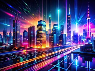 Obraz premium Abstract Modern City Silhouette AI Art Background