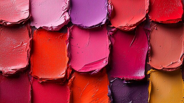 A Colorful Spectrum of Lipstick Shades: A Close-Up View of Rich, Creamy Textures