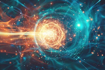Fototapeta premium Abstract electromagnetic fields, glowing waves, energy flow, and dynamic force lines.