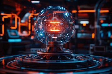 Futuristic Ice Globe with Suspended Crystal – Quantum Energy Source