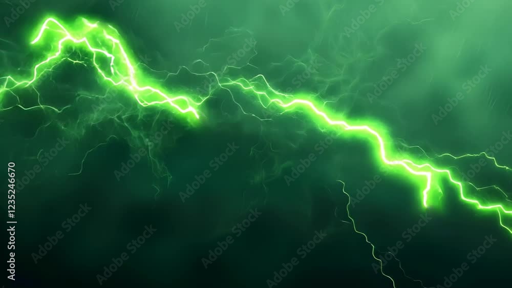 Aufkleber electric flash of green energy sparks creating vibrant visual impact with dynamic abstract lightning