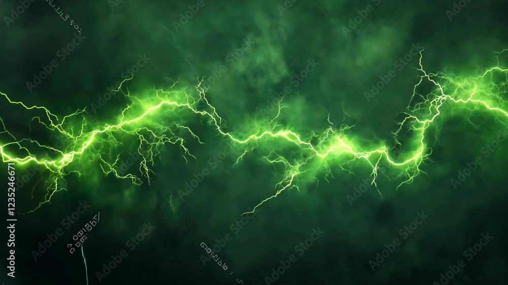 Poster electric sparks energy burst on green background with vibrant lightning effect for dynamic visuals a