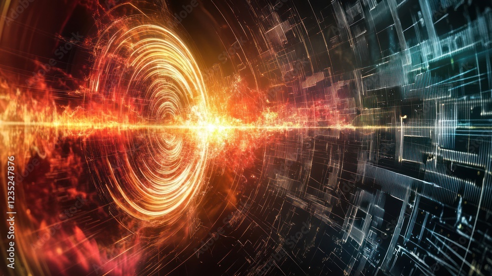 Aufkleber Abstract Digital Tunnel Of Light And Data Streams