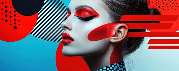 Modern abstract design with geometric shapes and vibrant color contrasts