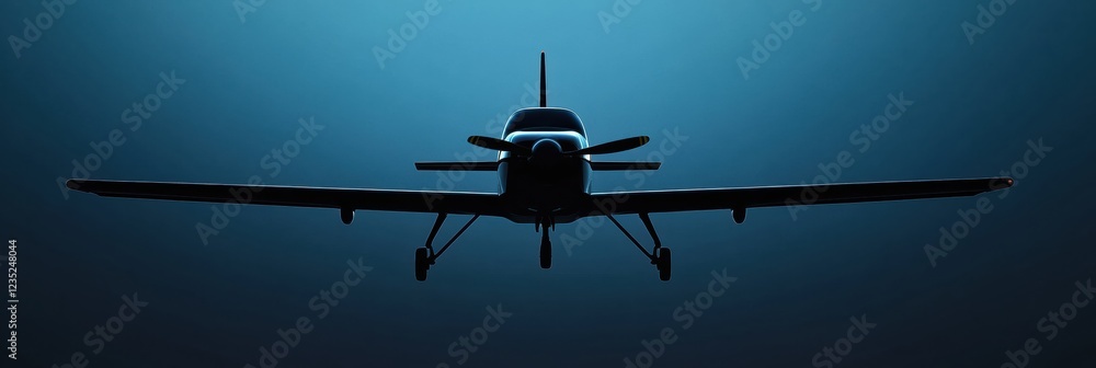 Fototapete Silhouette of an airplane with clean lines taking flight in a twilight sky. Generative AI