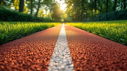 Obraz premium Sunny park running track, path leading to a bright future