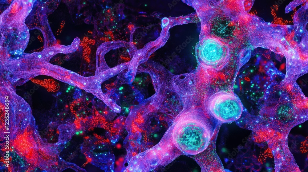 Aufkleber Microscopic Image Showing Cellular Structures And Processes