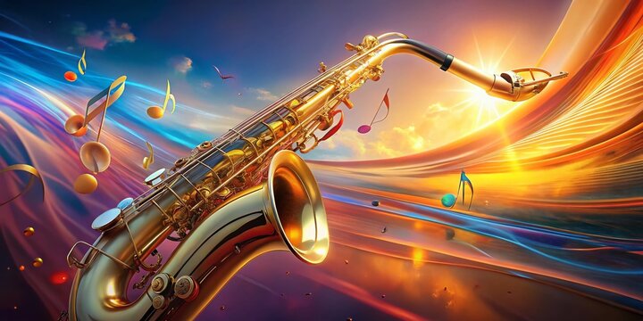 Aerial View Saxophone Music Notes Background - Abstract Musical Composition