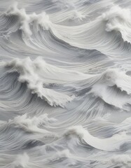 Fototapeta premium Eerie yet serene marine seamless pattern with stylized waves on a pale grey background, texture, mysterious