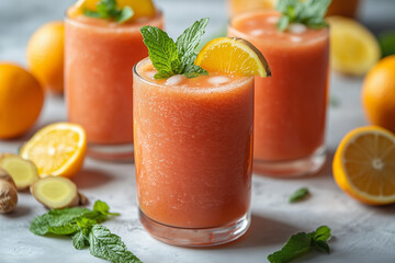 Refreshing Orange Ginger Smoothie with Mint Garnish