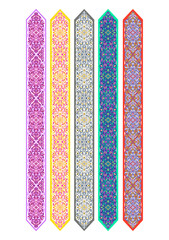 set of colorful ornaments in the form of a border, strips