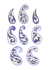 Set of paisley ornaments, elements