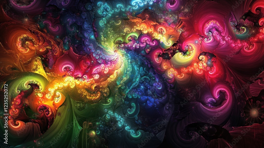Poster rainbow swirls abstract fractal art design