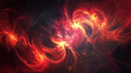 Abstract fiery swirls of red and orange energy