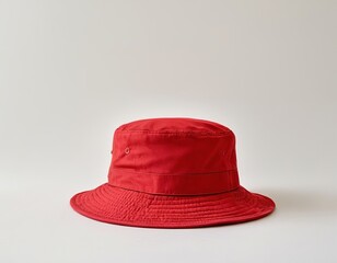 Stylish red bucket hat, perfect for sunny days or adding a pop of color to your outfit.