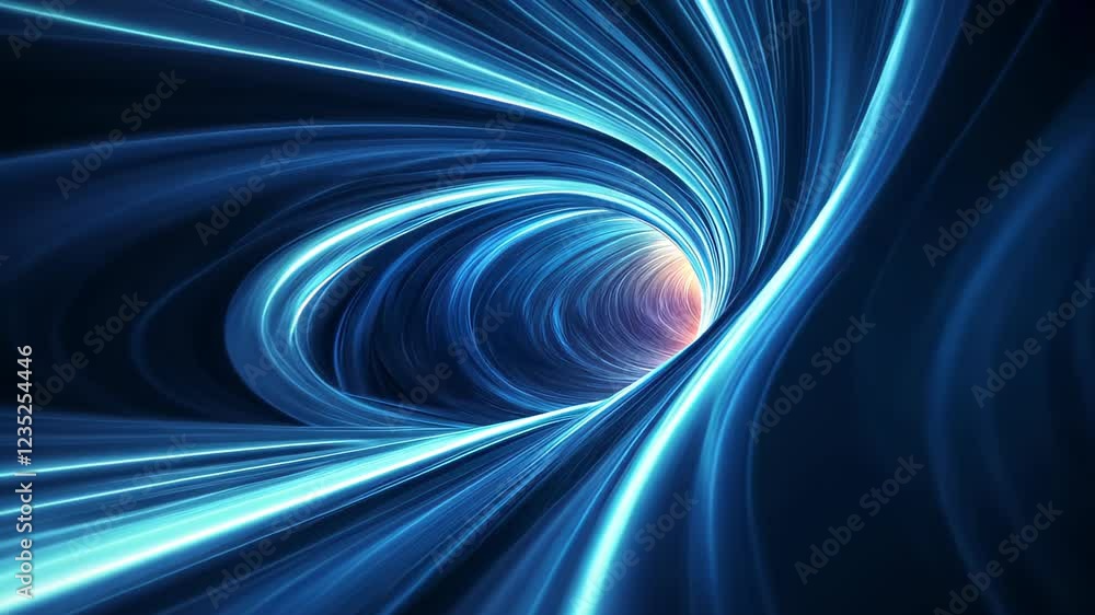 Poster futuristic neon laser light tunnel with abstract glowing lines and surreal light effects in a sci-fi