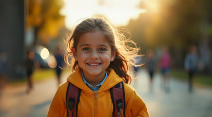 Fototapeta premium go back to school - Children running