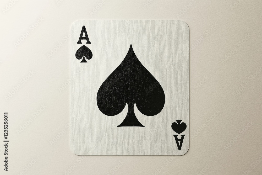 Aufkleber ace of spades card viewed from above on a light background showcasing its simple yet iconic design. 