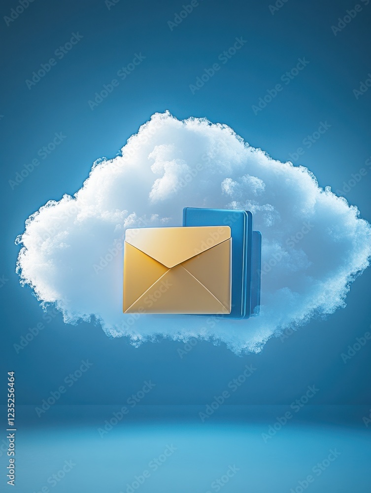 Poster silhouette of cloud with folder inside symbolizing cloud storage solutions