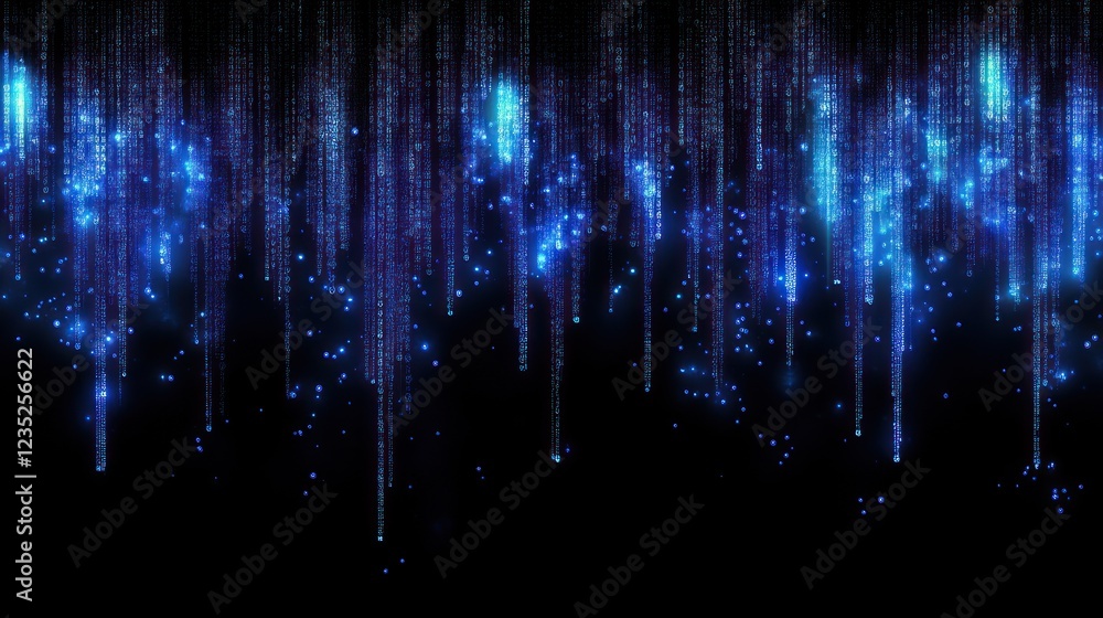 Aufkleber blue digital rain abstract data stream background