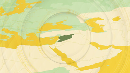 Abstract Map of Syria and Surrounding Regions with Circular Patterns.