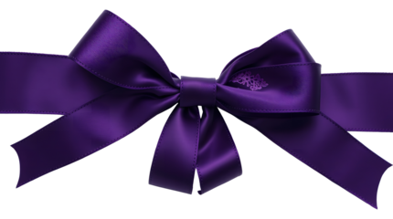  Beautiful Purple Ribbon Bow with Smooth Fabric and Rich Color Elegant Design on Transparent Background