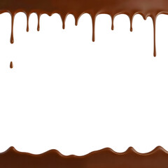Floating Chocolate Drip Frame with Blank Center on Transparent Background
