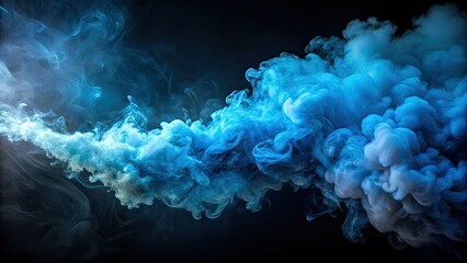 Blue-Gray Fog, Dark Background, Copy Space, Illustration