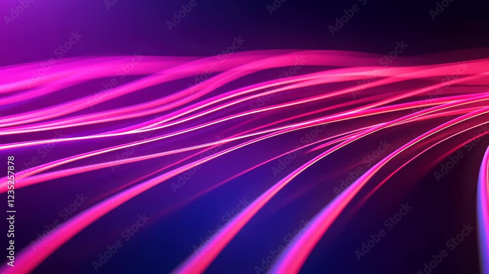Poster futuristic network of interconnected neon lines forming dynamic abstract pattern with vibrant pink a