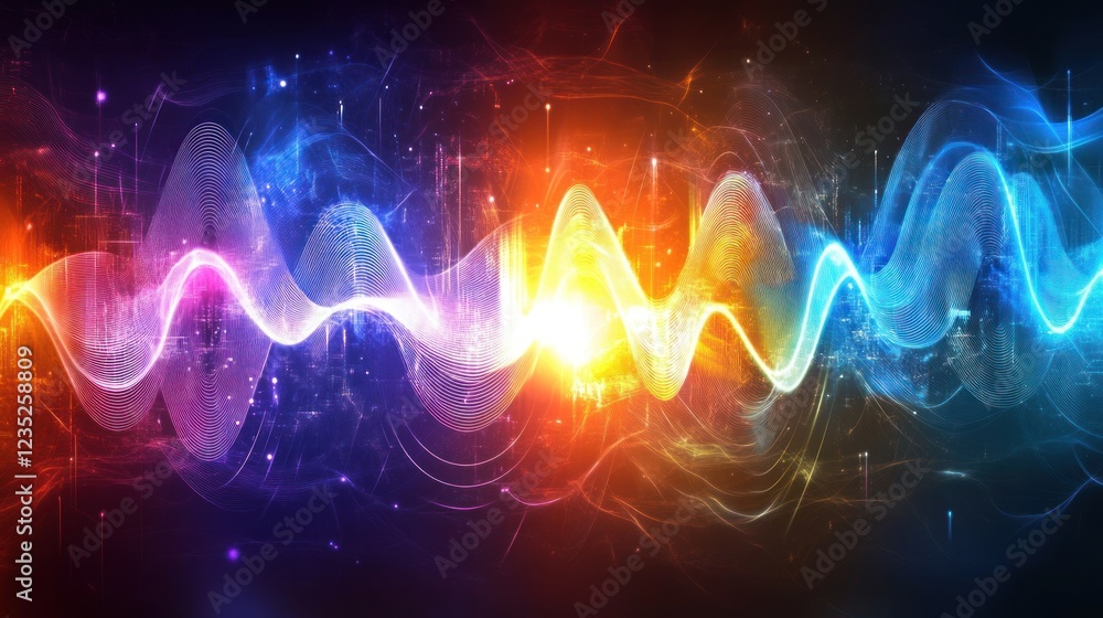 Poster abstract colorful waves digital art background