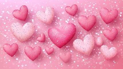 Obraz premium Paper hearts on a pink background for Valentine's Day themes.