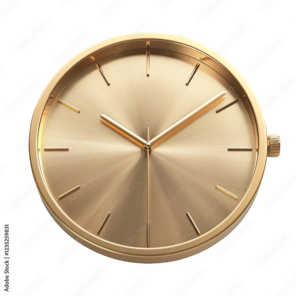 Poster elegant gold clock with sleek design and minimalistic hour markers on simple round face