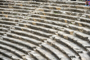 The Ancient City of Side. Port. Peninsula. Turkey. Manavgat. Antalya. The largest amphitheater in...