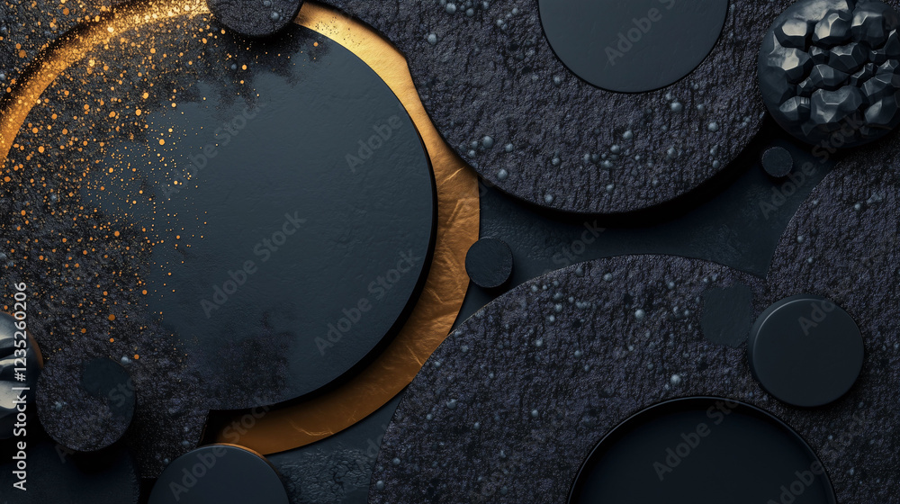 Poster visually striking abstract background with elegant textures and contrasting colors featuring gold ac
