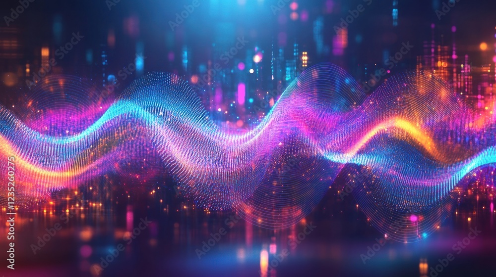 Poster Abstract Colorful Wave Digital Particle Flow