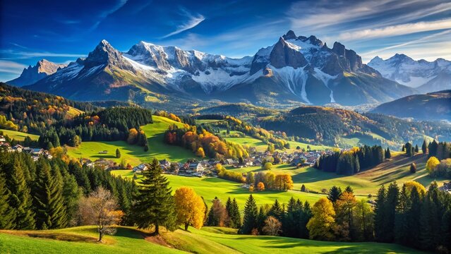 Breathtaking Aravis Mountain Range View from Combloux, French Alps