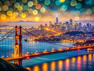Fototapeta premium Breathtaking San Francisco Skyline and Coastline with Bokeh Effect