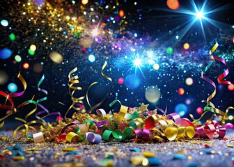 Celebration Confetti Explosion Night Photography - Colorful Carnival Holiday Party