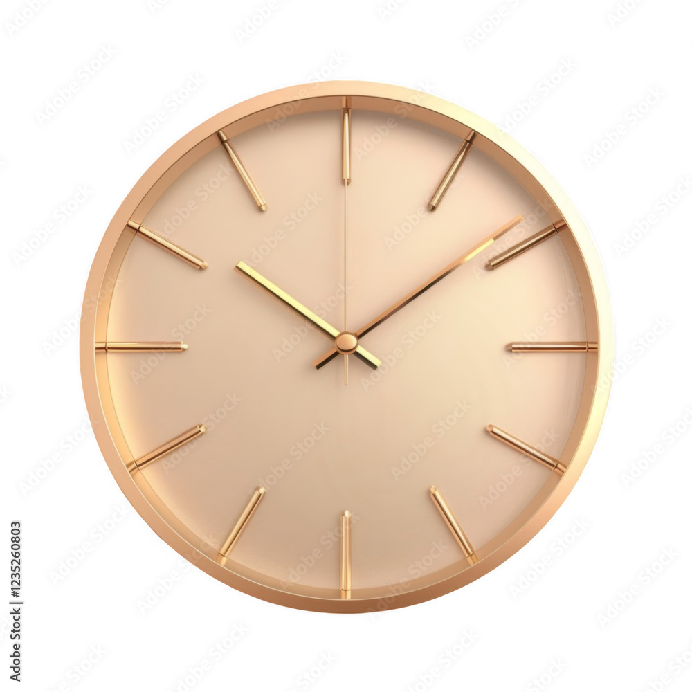 Poster elegant golden wall clock with minimal design and simple hour markers