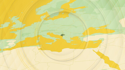 Abstract Map of Montenegro and Surrounding Regions with Circular Patterns.