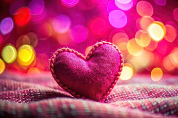 Obraz premium Closeup Fabric Heart Pink Light Landscape Photography