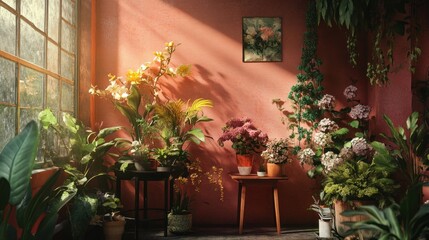 Sunlit Indoor Garden Room Filled With Lush Plants