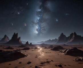 Galactic Landscape at Night with Shining Stars,  celestial,  stellar