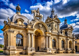 Obraz premium Chantilly Great Stables Entrance: Equestrian Sculpture, Oise, France