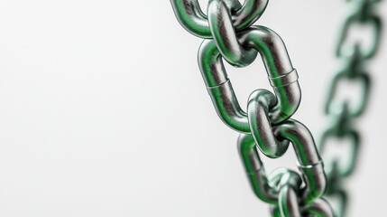 Obraz premium close up of green metallic chain, symbolizing strength and security